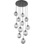 Aster Round Multi Light Pendant - Matte Black / Smoke