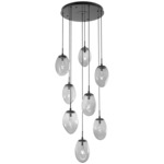 Meteo Gem Round Multi Light Pendant - Matte Black / Smoke Geo