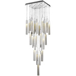 Boa Square Multi Light Pendant - Polished Chrome / Clear