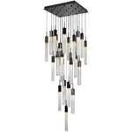 Boa Square Multi Light Pendant - Dark Bronze / Clear