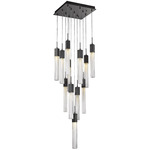 Boa Square Multi Light Pendant - Dark Bronze / Clear