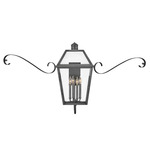 Nouvelle 120V Outdoor Scroll Wall Sconce - Blackened Brass / Clear