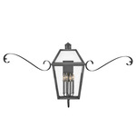 Nouvelle 120V Outdoor Scroll Wall Sconce - Blackened Brass / Clear