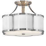 Chance Semi Flush Ceiling Light - Polished Nickel / Etched Opal