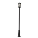 Brookside Outdoor Post Light with Round Post/Hexagon Base - Black / Clear Seedy