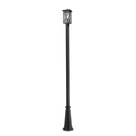 Brookside Outdoor Post Light with Round Post/Hexagon Base - Black / Clear Seedy