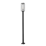 Dunbroch Outdoor Post Light with Square Post/Stepped Base - Black / Clear