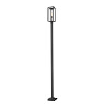 Dunbroch Outdoor Post Light with Square Post/Stepped Base - Black / Clear