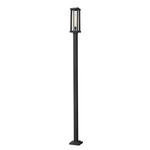 Glenwood Post Light with Square Post/Stepped Base - Black / Clear