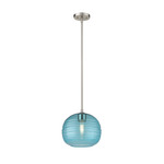 Harmony Pendant With Blue Glass - Brushed Nickel / Blue