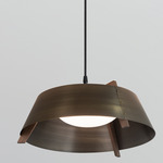 Casia Pendant - Dark Stained Walnut / Distressed Brass