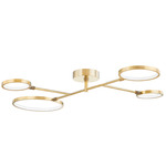 Saturn Semi Flush Ceiling Light - Aged Brass / Matte White