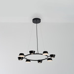 Olo 8 Light Round Pendant - Matte Black / Black