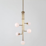 Halo V Chandelier - Satin Brass / White