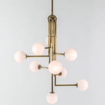 Halo V Chandelier - Satin Brass / White