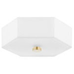 Lizzie Flush Ceiling Light - Aged Brass / White