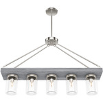 Devon Park Linear Chandelier - Brushed Nickel / Clear