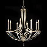 Bent Chandelier - Silver Leaf / Crystal