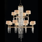 Cascading Shade Chandelier - Silver Leaf / White