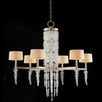 Cascading Shade Chandelier - Silver Leaf / White