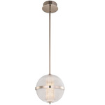 Portland Globe Pendant - Polished Nickel / Clear