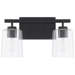 Greyson Bathroom Vanity Light - Matte Black / Clear Seeded