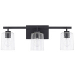 Greyson Bathroom Vanity Light - Matte Black / Clear Seeded