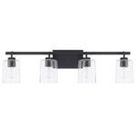 Greyson Bathroom Vanity Light - Matte Black / Clear Seeded