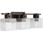 Square Bathroom Vanity Light - Oil Rubbed Bronze / Clear Seeded