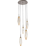 Rock Crystal Round Multi Light Pendant - Beige Silver / Chilled Amber