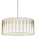 Regal Terrace Drum Pendant - Soft Brass / White