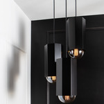 Hex 3-Light Chandelier - Black