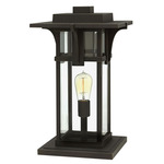 Manhattan 12V Outdoor Pier Mount Lantern - Oil Rubbed Bronze / Clear Beveled