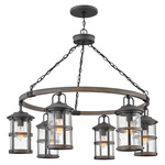 Lakehouse 12V Outdoor Chandelier - Aged Zinc / Clear Seedy