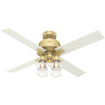 Vivien Ceiling Fan - Modern Brass / White Grain