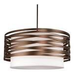 Tempest Linen Drum Pendant - Flat Bronze / White Linen