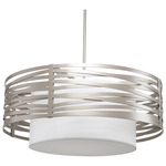 Tempest Linen Drum Pendant - Beige Silver / White Linen