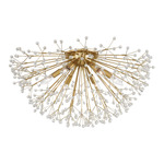 Dunkirk Semi Flush Ceiling Light - Aged Brass / Crystal