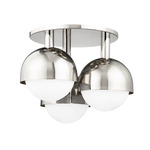 Foster Semi Flush Ceiling Light - Polished Nickel / White