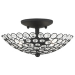 Cassandra Semi Flush Ceiling Light - Black / Crystal