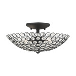 Cassandra Semi Flush Ceiling Light - Black / Crystal