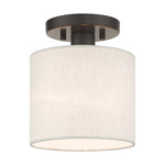 Meadow Semi Flush Ceiling Light - English Bronze / Oatmeal