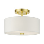 Meridian Semi Flush Ceiling Light - Satin Brass / Off White