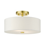 Meridian Semi Flush Ceiling Light - Satin Brass / Off White