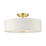 Meridian Semi Flush Ceiling Light - Satin Brass / Off White