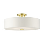 Meridian Semi Flush Ceiling Light - Satin Brass / Off White