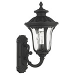 Oxford Outdoor Upward Wall Sconce - Textured Black / Clear