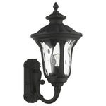 Oxford Outdoor Upward Wall Sconce - Textured Black / Clear