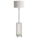 Palladian Floor Lamp - Antique Brass / White Linen