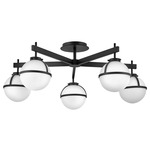 Hollis Ceiling Semi-Flush Mount - Black / Etched Opal